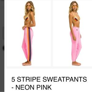 Aviator Natoin classic 5 stripe Neon Pink Sweatpants size small
